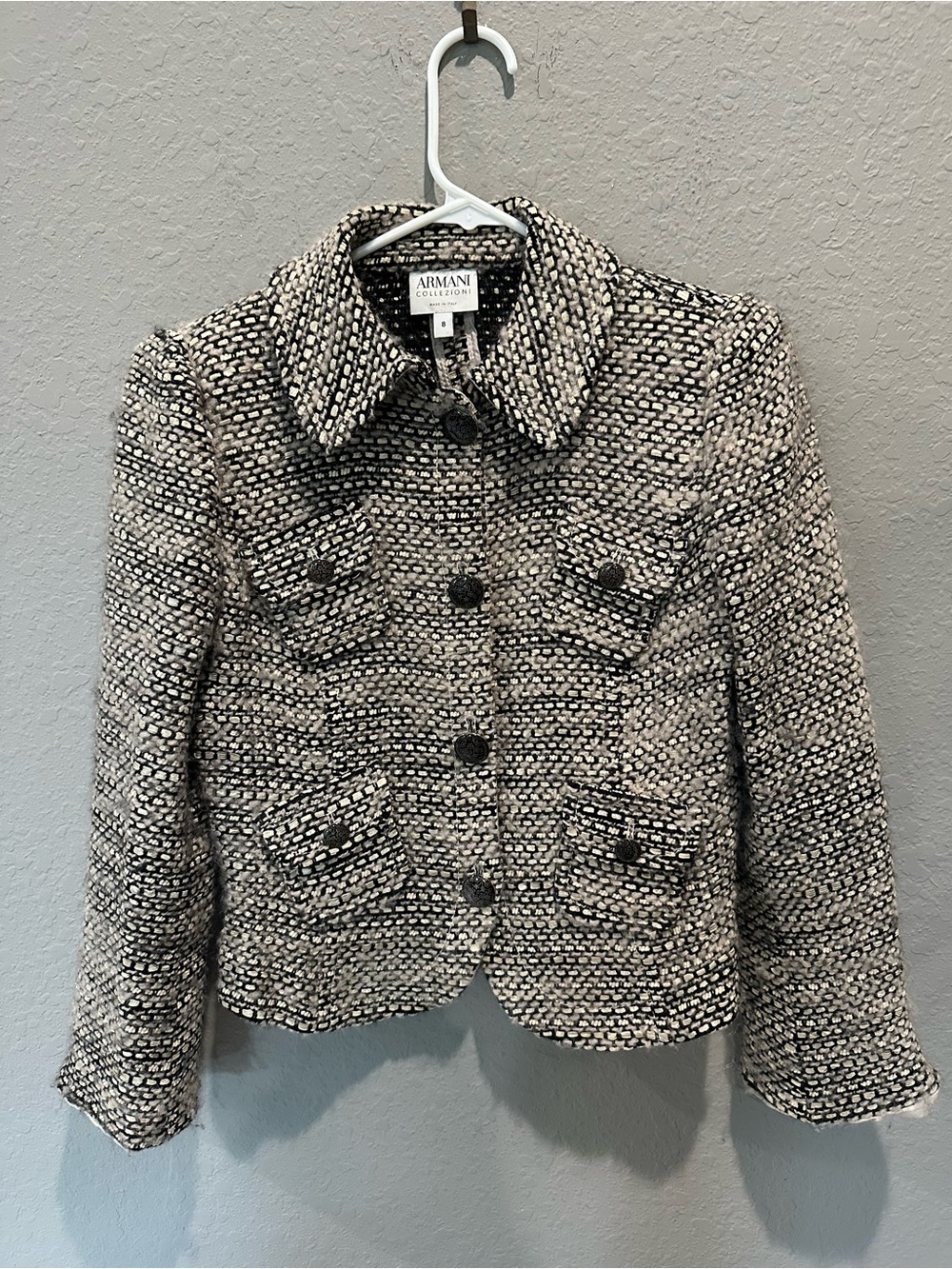 Armani Collezioni tweed wool blend jacket made in Italy Sz 8 (44)